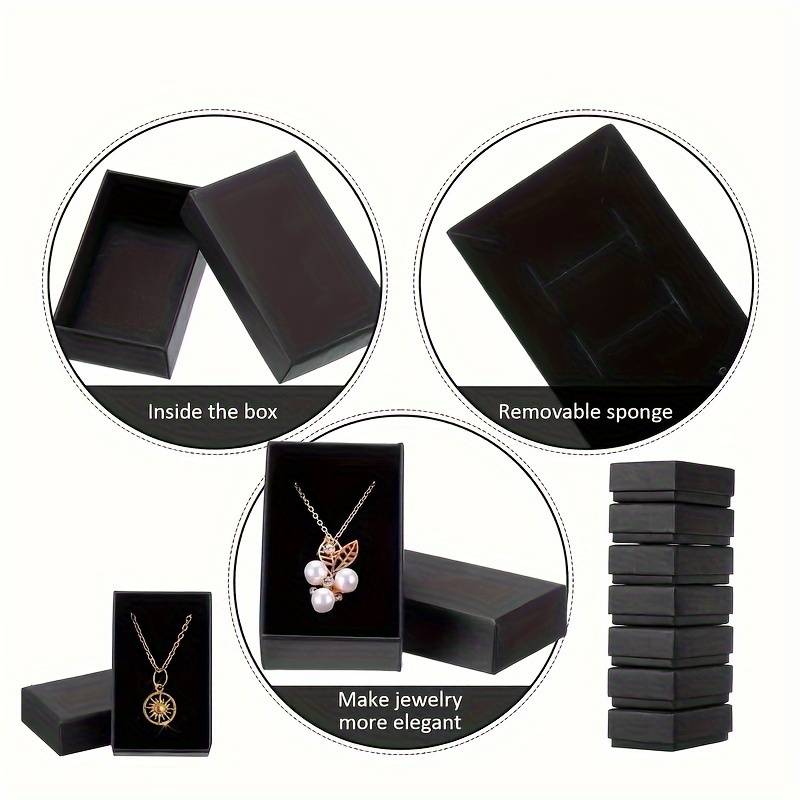 Set of 7 Black Rectangular Jewelry Boxes with Lids
